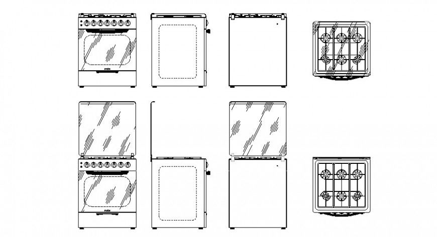 2d cad drawing of stove design