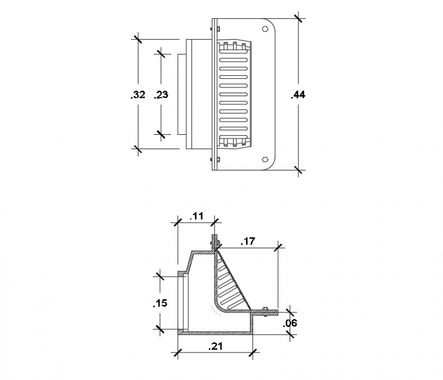 2d cad drawing of strainer parapet autocad software