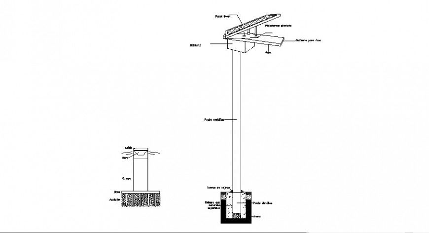 2d cad drawing of street light
