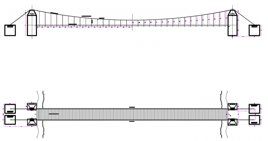 2d cad drawing of suspension bridge autocad software