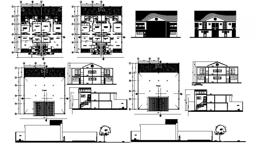 2d cad drawing of tetra familiar house elevation auto cad software