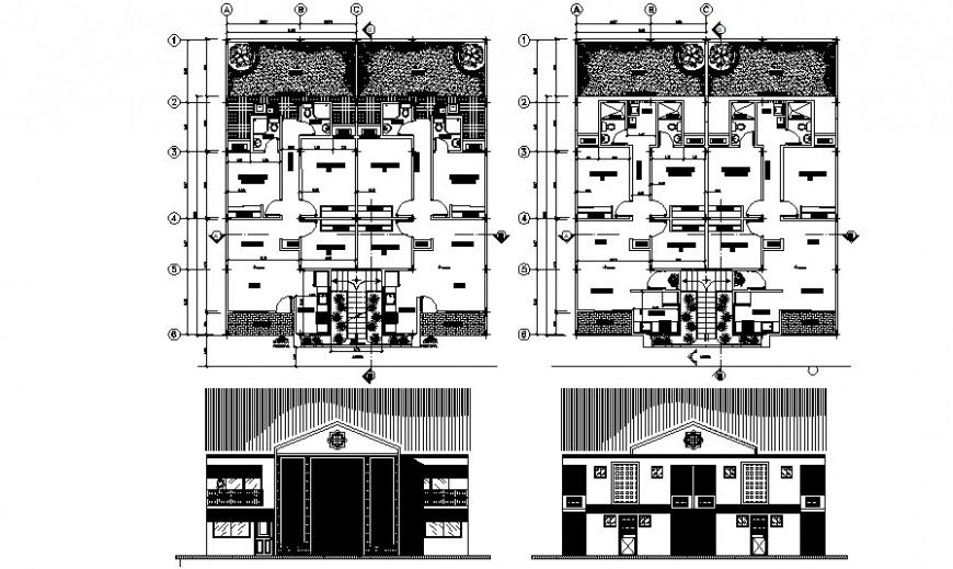 2d cad drawing of tetra familiar houses auto cad software