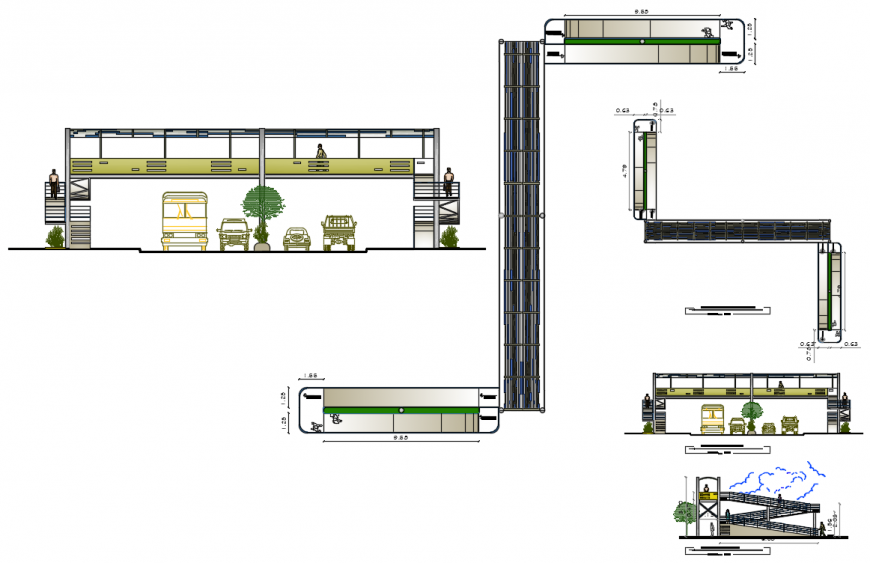 2d cad drawing of the foot over bridge autocad software