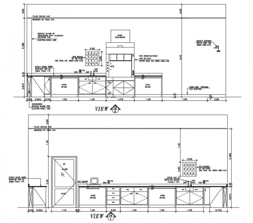2d cad drawing of the front elevation of storage area AutoCAD software