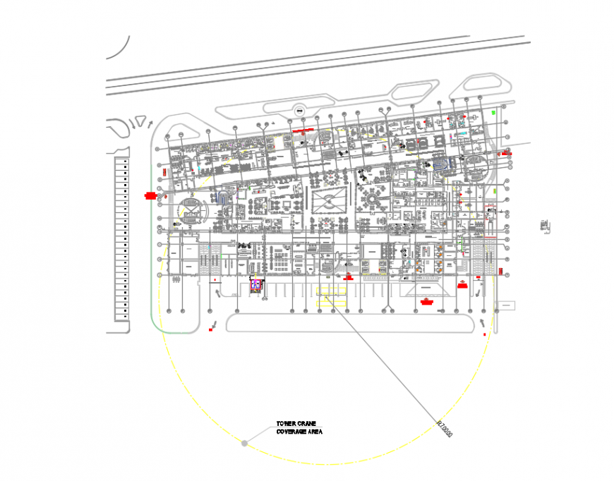 2d cad drawing of the hospital with tower coverage autocad software