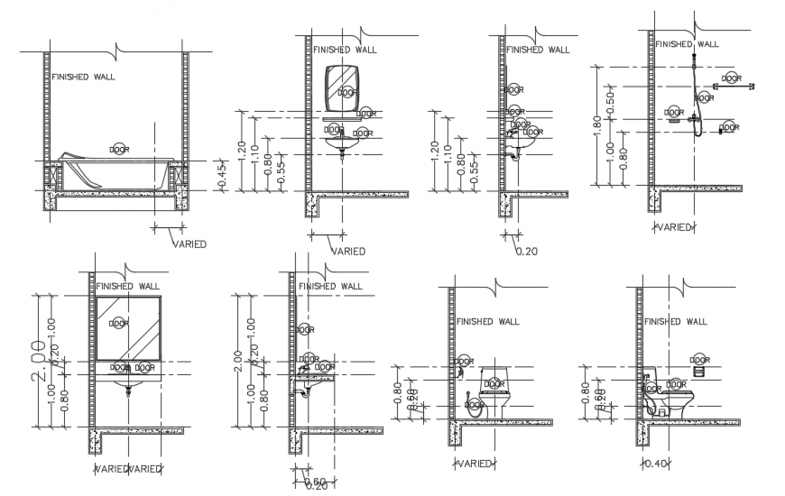2d cad drawing of the house finished wall autocad software