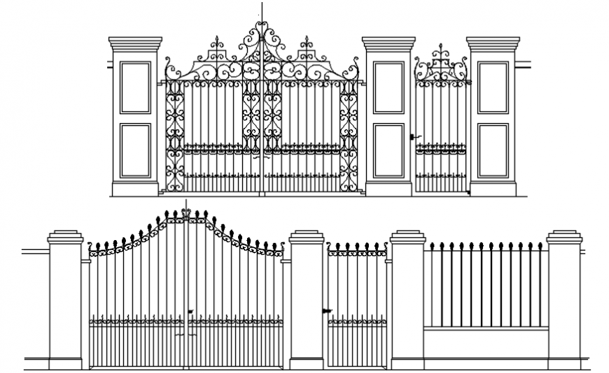 2d cad drawing of the main gate 'THE BUCKINGHAM ' autocad software