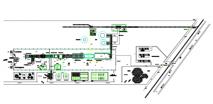 2d cad drawing of the plant of glass production auto cad software