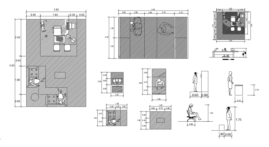 2d cad drawing of the reception area of workshop autocad software