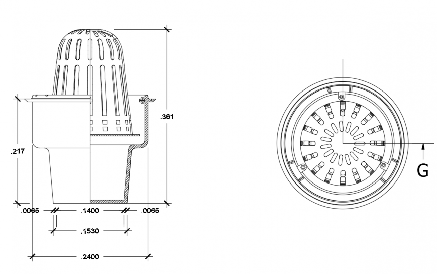 2d cad drawing of the sink with dome autocad software