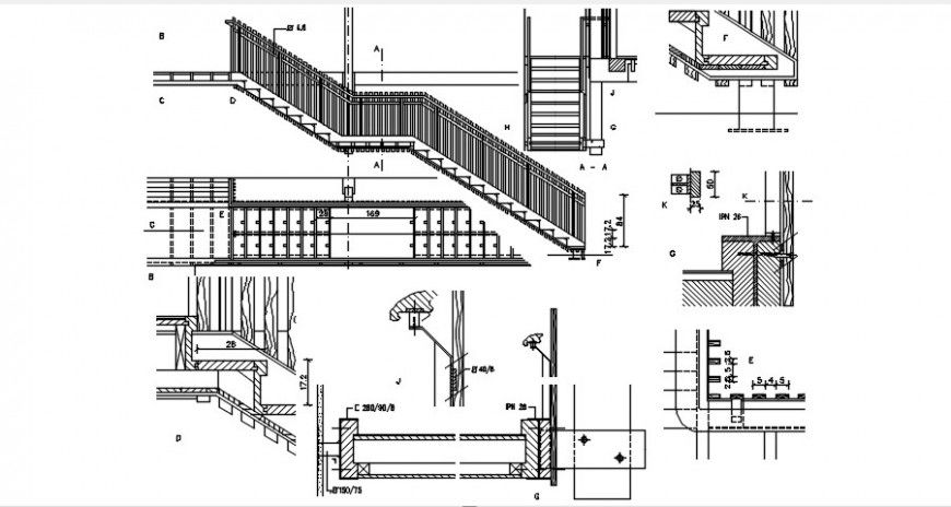 2d cad drawing of the stair one tract auto cad software