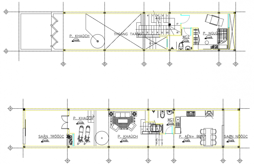 2d cad drawing of third-floor plan AutoCAD software