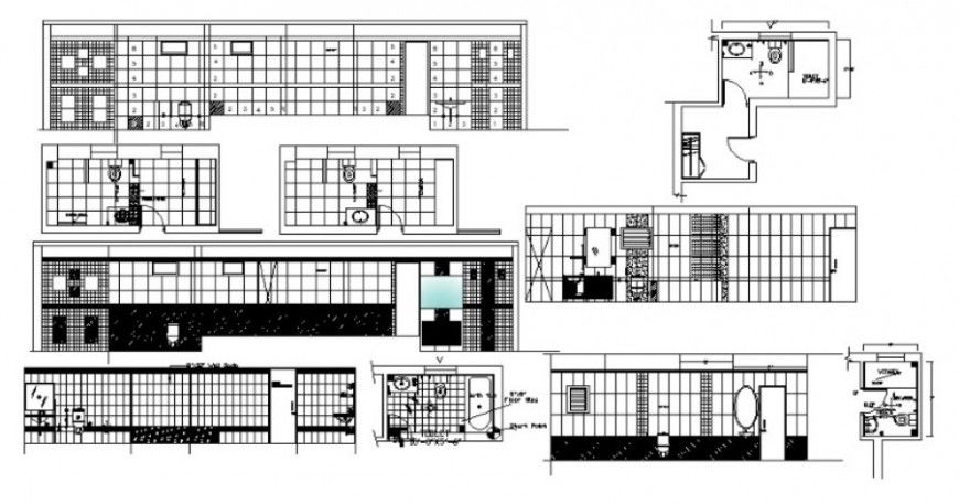 2d cad drawing of toilet and bathroom elevation detail Auto Cad software