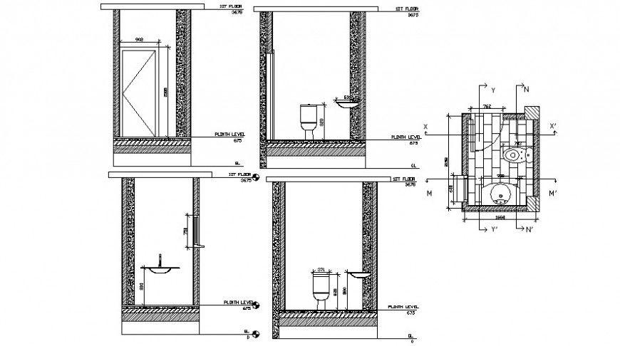 2d cad drawing of toilet construction detail auto cad software