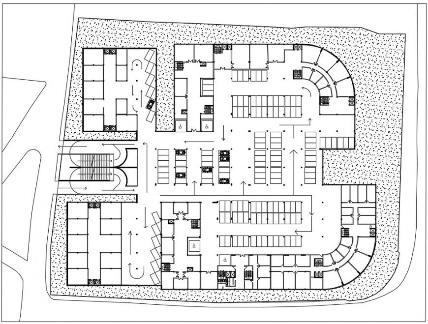2d cad drawing of top elevation of parking area autocad software