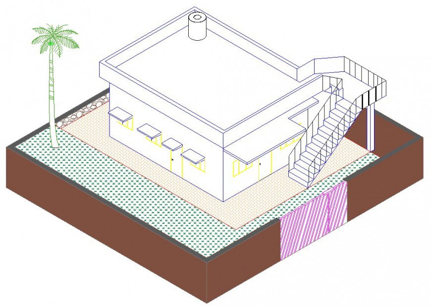 2d cad drawing of top elevation of simple house elevation AutoCAD software