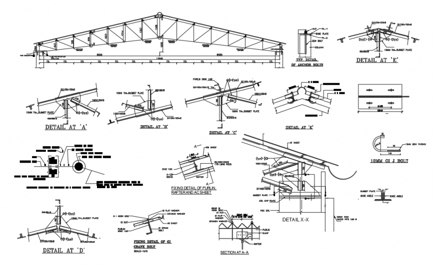 2d cad drawing of truss detail autocad software