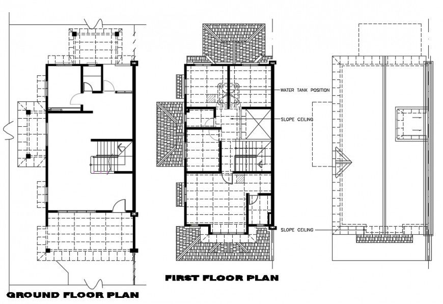 2d cad drawing of two-floor ceiling layout plan autocad file