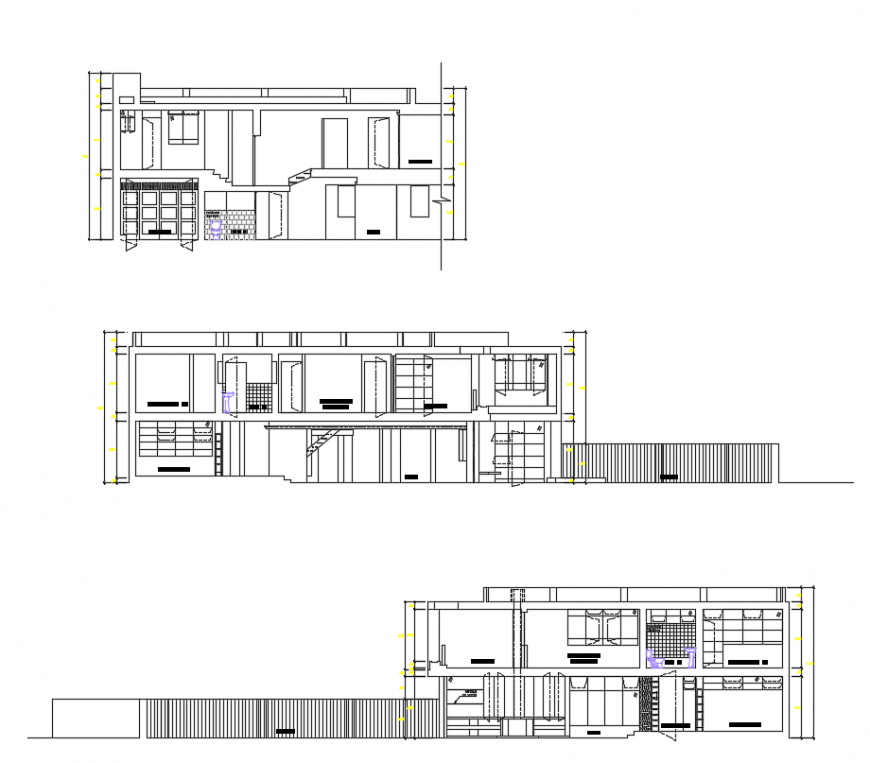 2d cad drawing of two floor elevation Auto Cad software