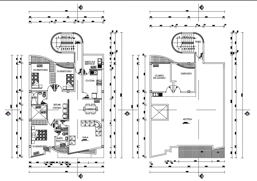 2d cad drawing of two housing floor auto cad software