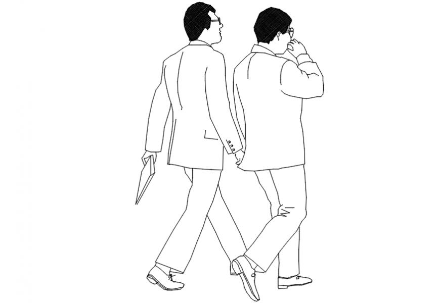 2d cad drawing of two men Autocad software.