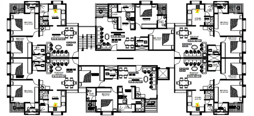 2d cad drawing of typical floor plan block-A autocad software