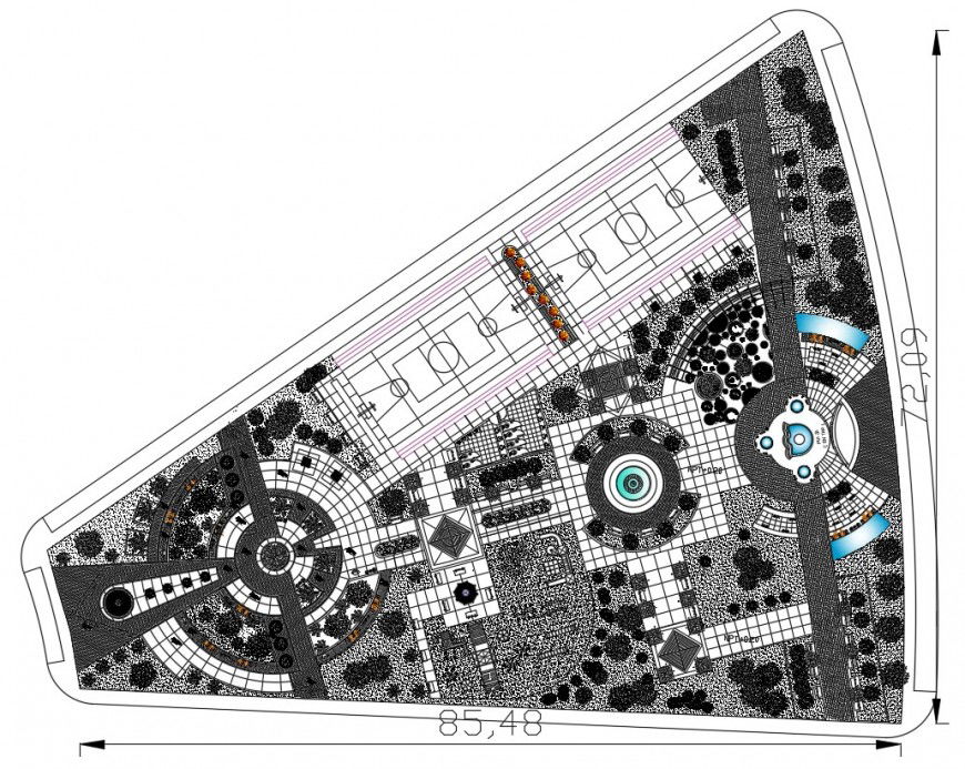 2d cad drawing of urban park top elevation autocad software