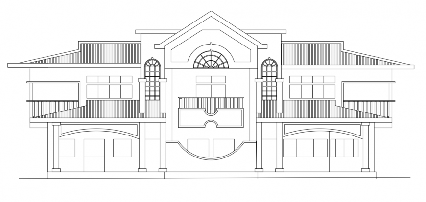 2d cad drawing of villa grand standing exterior autocad software