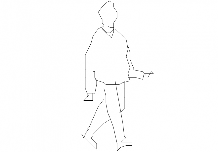 2d cad drawing of walking man AutoCAD software.