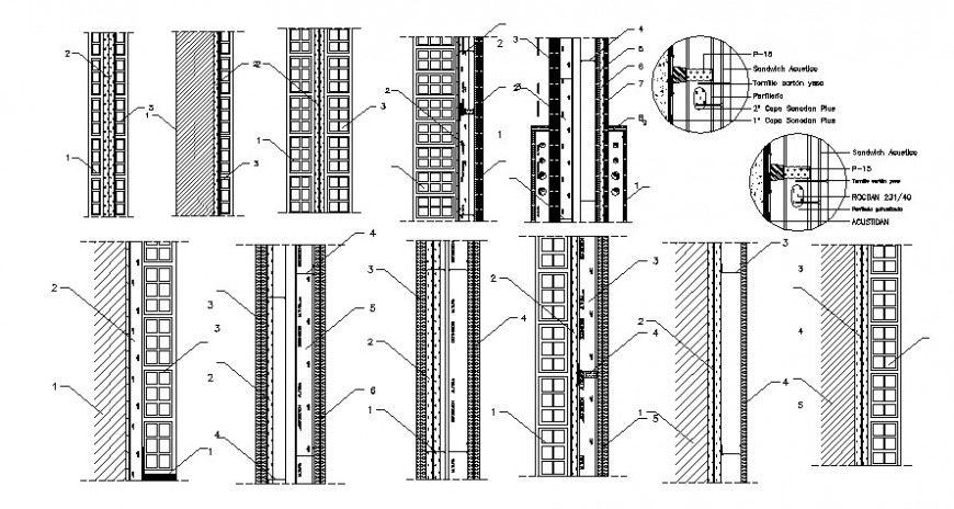2d cad drawing of wall construction auto cad software