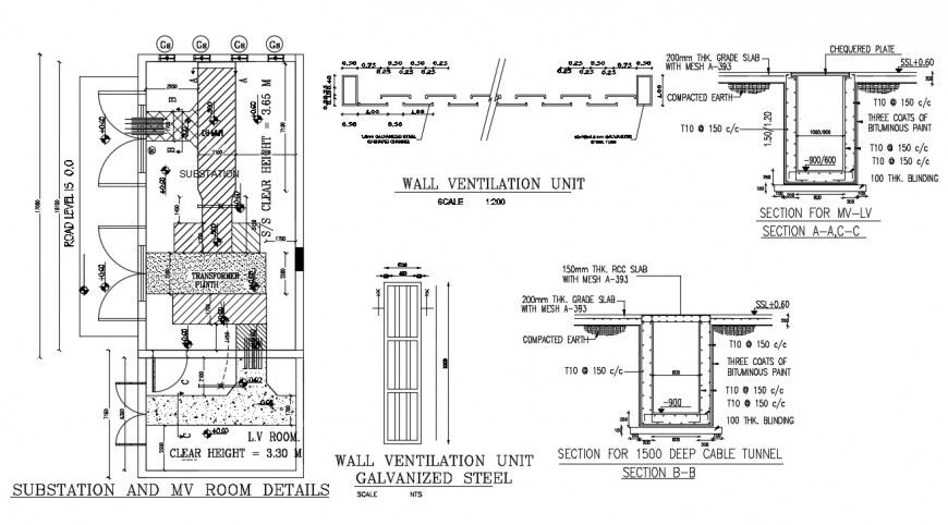 2d cad drawing of wall ventilation unit autocad software