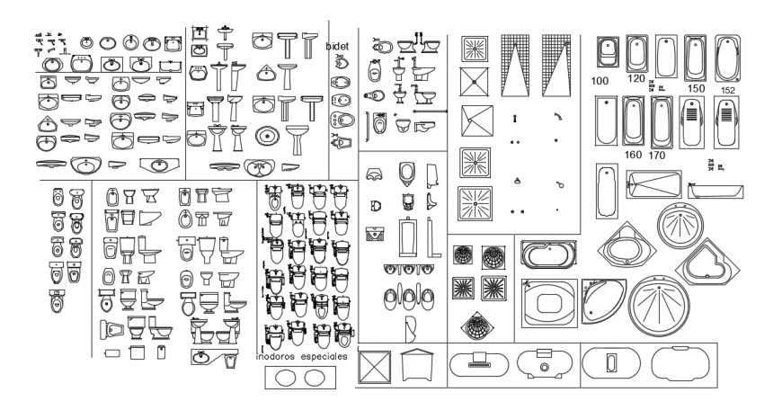2d cad drawing of washroom utility units autocad software