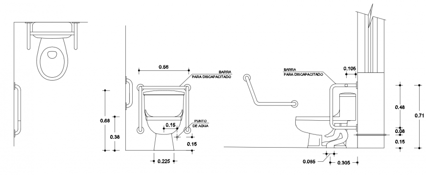 2d cad drawing of water closet view autocad software