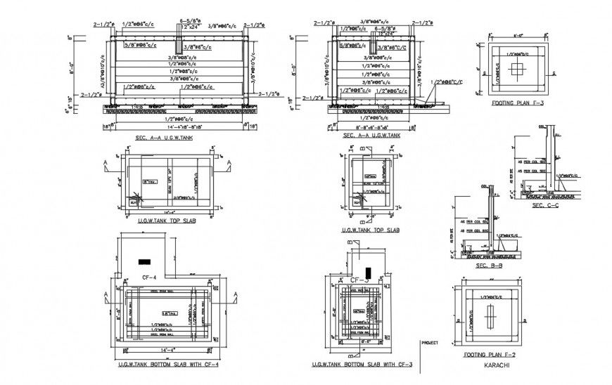 2d cad drawing of water tank slab autocad file