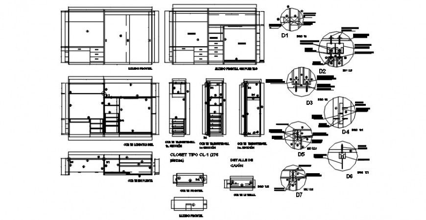 2d cad drawing of wooden closet auto cad software