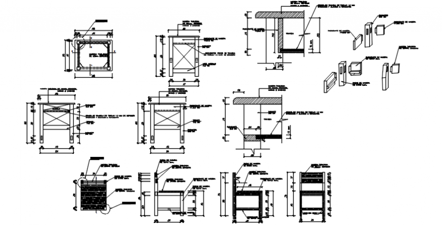 2d Cad drawing of Wooden furniture detail