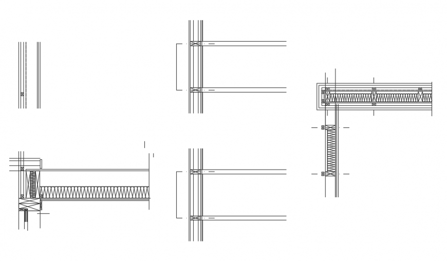 2d cad drawing of wooden sections autocad software
