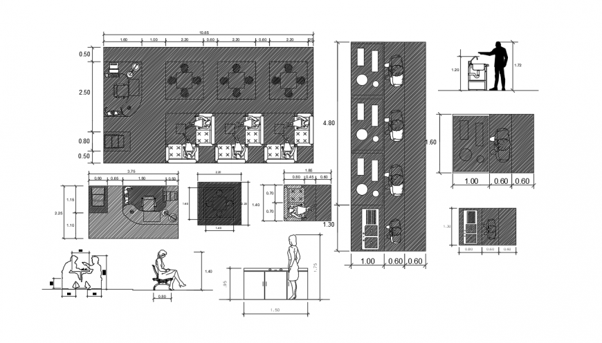 2d cad drawing of workshop matrices autocad software