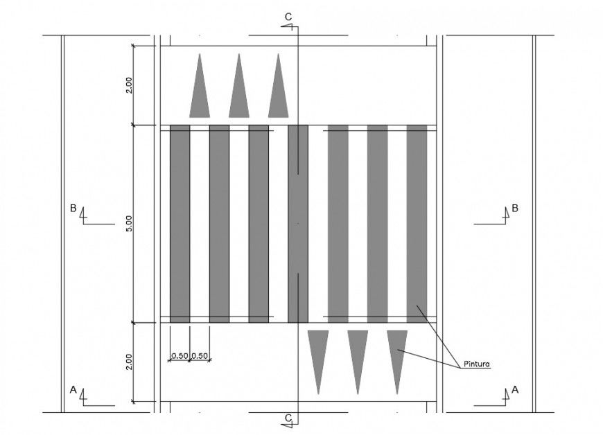 2d cad drawing of zebra road signs autocad software