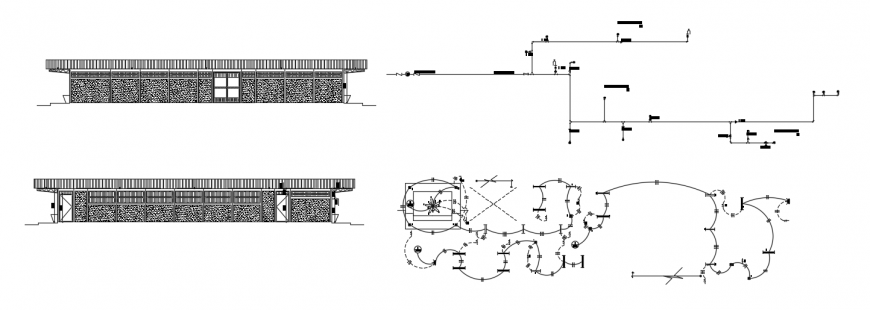 2d cad drawing school cafeteria side elevation autocad software