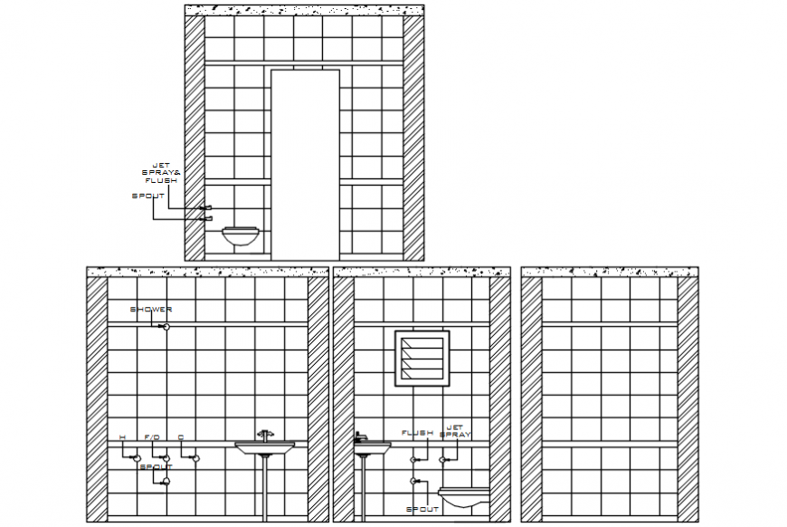 2d cad drawing washroom elevation autocad software