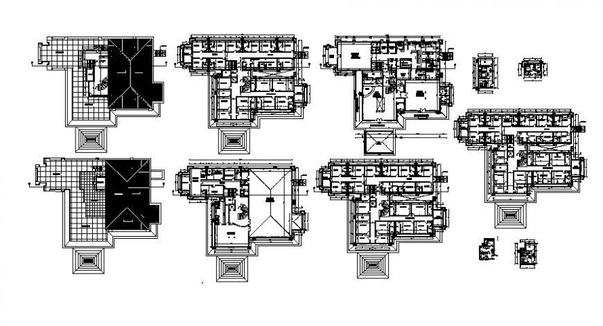2d cad drawing with main block plan with furniture