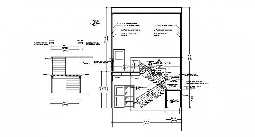 2d cad drawing with stair side view AutoCAD software