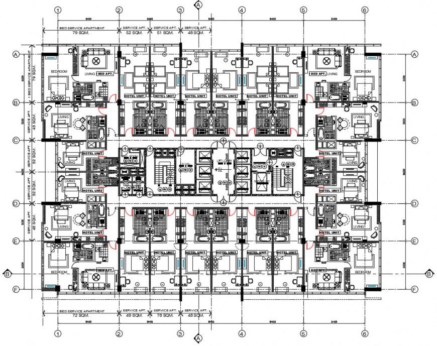 2d cad drawing with two-bedroom plan autocad software