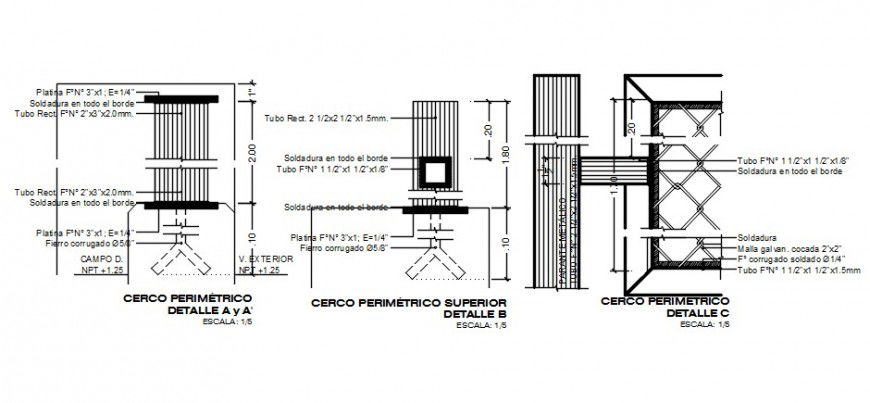 2d CAD drawings design details of fencing autocad file