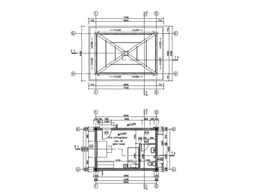 2d CAD drawings detailing of guard house plan dwg file