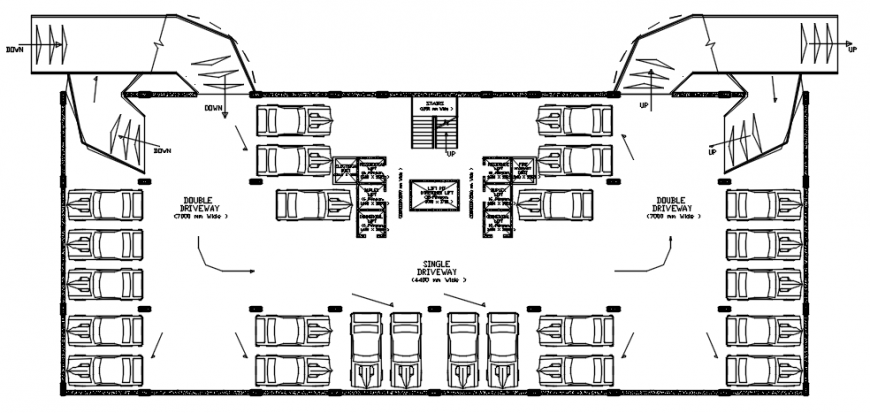 2d CAD drawings detailing of parking space area plan in AutoCAD file