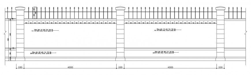 2d CAD drawings details of boundary wall dwg autocad file