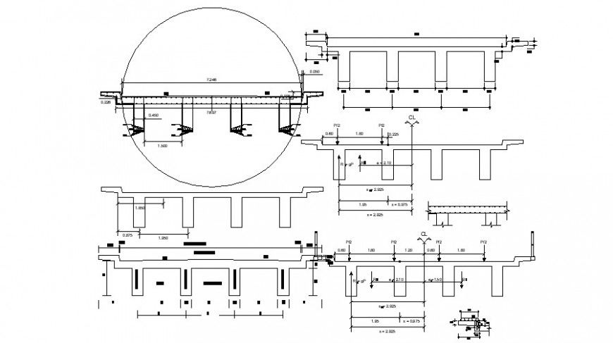 2d CAD drawings details of bridge structural blocks dwg autocad file