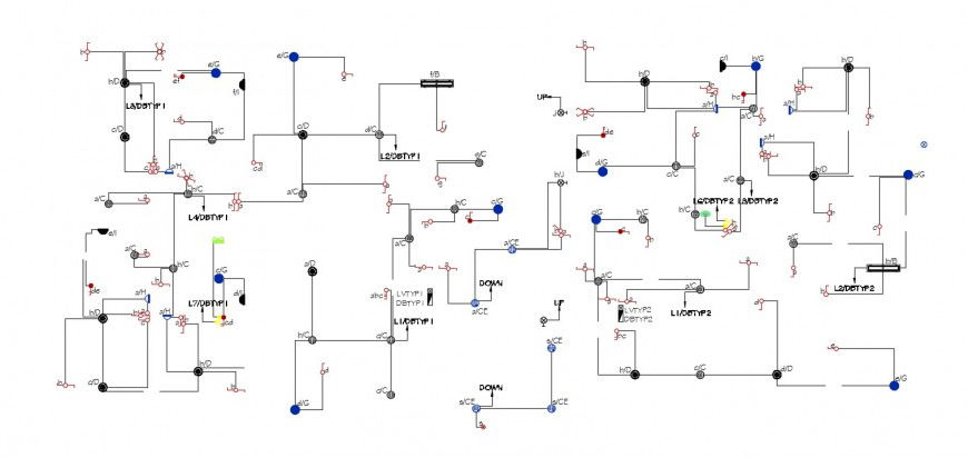2d CAD drawings details of circuits flow diagram dwg autocad file